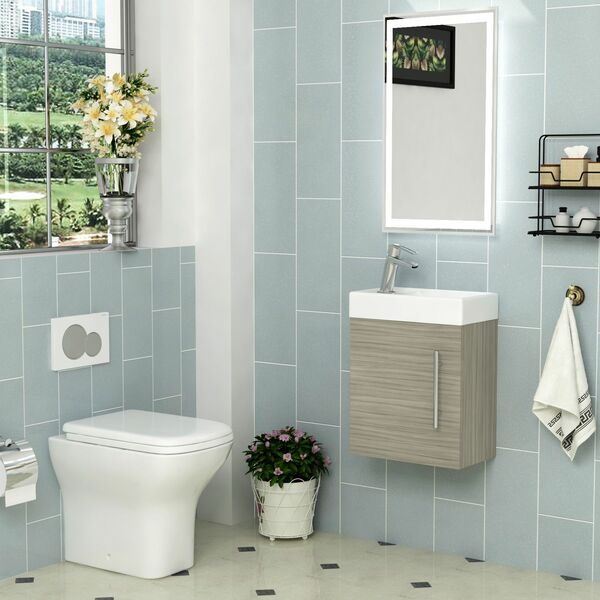 Mẫu 3: Nhà tắm nhỏ đẹp với nội thất nhà vệ sinh gọn gàng và màu pastel hài hòa diệu nhẹ