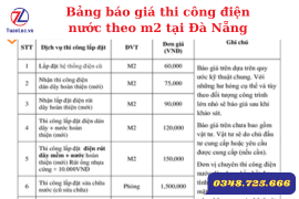 Bảng báo giá thi công điện nước theo m2 tại Đà Nẵng