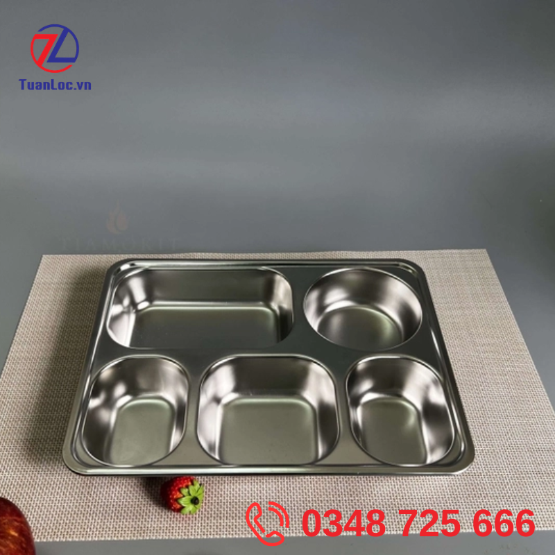 Khay cơm inox 5 ngăn sâu lòng Đài Loan